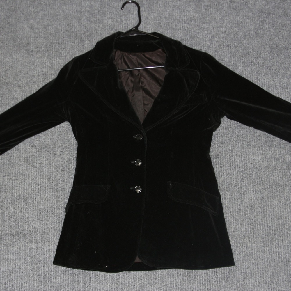 Vintage Larry Levine New York Blazer Womens M Black Velvet Jacket Wool